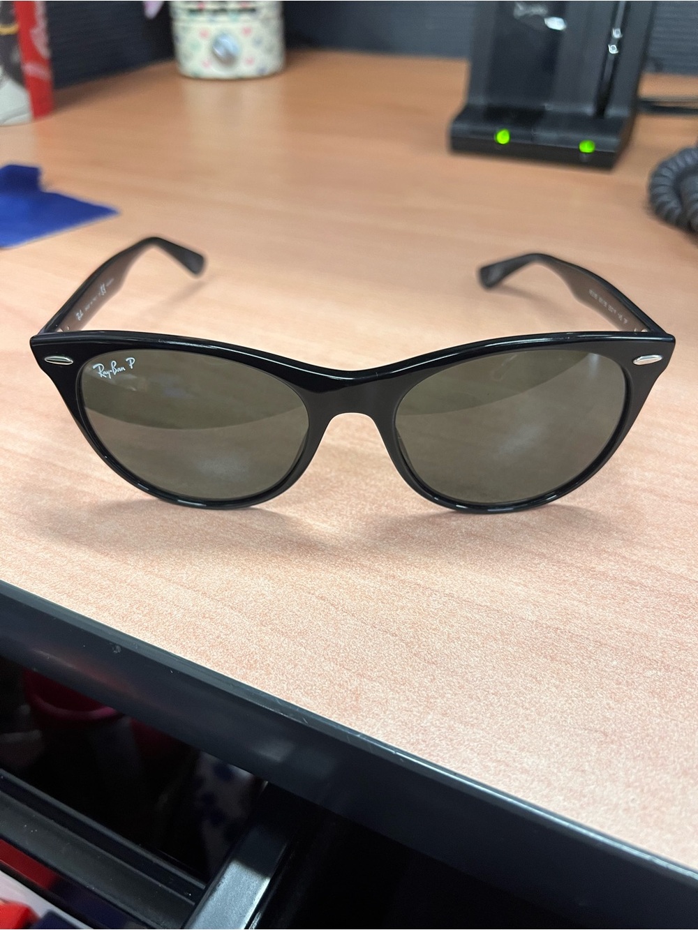 Ray-Ban Black Frame Sunglasses with Green Lenses